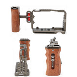 Camera cage photography camera cage Metal Camera Cage Multifunctional Wooden Side Handle Grip Set Replacement for Sony A7C