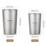 Lixada Double Wall Titanium Cup Water Juice Tea Cup Mug 300ml / 500ml Cup Cookware for Home Office Camping Hiking Backpacking