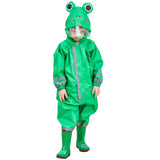 3-10Years Kids Cartoon Raincoat Outdoor Waterproof Jumpsuit One Piece Rainwear Coat Multicolor Unisex Children frog Giraffe Coat