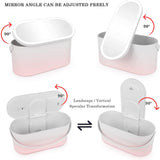 New LED Makeup Mirror With Cosmetic Mirror Box Lighted Vanity Mirror Makeup Travel Case For Skincare Eyelash Jewelry Organizers