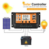 10A/20A/30A/40A/50A/100A Auto Solar Charge Controller LCD Dual USB Solar Panel Regulator Output Solar Panel PV Regulator
