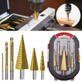 6Pcs HSS Steel Titanium Coated Step Drill Bit Hole Cutter Stepped Up Metal Tool 4-12 4-20 4-32 / 3MM 6MM 8MM