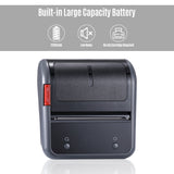 Portable 80mm Thermal Label Printer BT Label Maker Sticker Machine with Rechargeable Battery Compatible with iOS Android