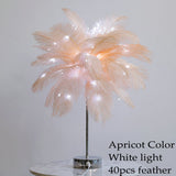 DIY Creative Feather Table Lamp Warm White Light Tree Feather Lampshade Girl LED Wedding Decorative Lights Pink White Birthday