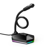 RGB USB Sound Card Microphone Computer With Free Drive Noise Reduction 360° Rotate HD Receiver Recording Conference MIC