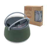 Silicone Folding Kettle Coffee Tea Portable Water Pot Field Camping Open Fire Stainless Steel Bottom for Outdoor Camping Hiking