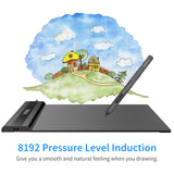 VEIKK S640 Graphics Drawing Tablet 6 x 4 Inch Active Area 8192 Levels Pressure Art Graphics Tablet with Battery-free Stylus