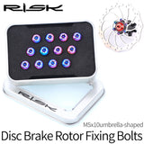 RISK 12 Pcs Bike Disc Brake Rotor Fixing Bolts TC4 Titanium Bicycle MTB Bike Ultralight Brake Screw Cycling Accessories M5*10MM