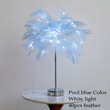 DIY Creative Feather Table Lamp Warm White Light Tree Feather Lampshade Girl LED Wedding Decorative Lights Pink White Birthday