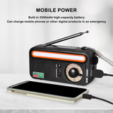 Solar Power Emergency Radio Hand Crank Dynamo Portable AM/FM Weather Radio Flashlight Reading Lamp 2000mAh Power Bank For Phone