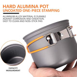 Outdoor Camping Hiking Tableware Aluminium Alloy Cookware Utensils Cooking Picnic Traveling Bowl Pot Pan Set for 1-2 Person