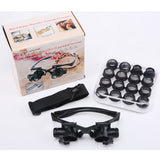 Eight sets of magnification lens wearing binocular LED Lamp jewelry clock maintenance high magnification 16 lenses