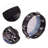 8/10 Inch Wooden Radiant Tambourine Handbell Hand Drum with Double Rows Jingles Shining Reflective Drum Percussion Instrument