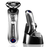 Professional rotary electric shaver wet dry beard electric razor for men rechargeable facial shaving machine with smart cleaner