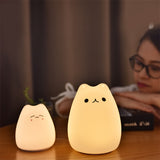 Silicone Touch Sensor LED Night Light For Children Baby Kids 7 Colors 2 Modes Cat USB Charging LED Night Lamp Surface Touch Lamp