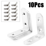 10Pcs Thick Stainless Steel Corner Brackets Right Angle Bracket Shelf Support Plate Connection Furniture Hardware Fasteners