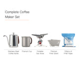 Outdoor Camping Coffee Maker Set Camping Gas Stove 600ml Coffee Pot Kettle 450ml Coffee Cup Mug Cooking Stove Filter