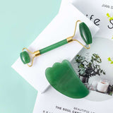 Hot style hot spot jade roller massage device green dongling horn scraping plate roller set jade scraping