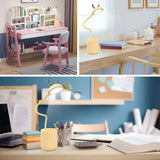 Cute Desk Lamp with USB Charging Port, Contact Control Eye-Caring Desk Lamp with Pencil Holder for Desk Table Bedroom