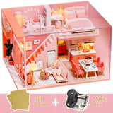 DIY Doll House Wooden Doll Houses Miniature Dollhouse Furniture Kit Toys Casa for Children Christmas Gift  L026