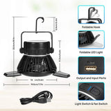 1PC Portable LED Tent Light Fan Solar Camping Fan Tent Light Phone Charger Outdoor Camping Gear Lights Summer Camping Essentials