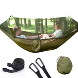 Outdoor Large Camping Hammock with Mosquito Net 2 Person Pop-up Parachute Lightweight Hanging Hammocks Tree Straps Swing Hammock