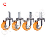 4Pcs/Set Swivel Furniture Caster 1.5 inch Heavy Duty 120kg Orange Swivel Castor Wheels Trolley Ultra Quiet Nylon Castor Wheels
