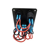3 Gang Rocker Switch Panel Dual USB Slot Socket Digital Voltmeter Voltage Display for Marine Car Rv Vehicles Truck Yacht 12V