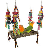 Parrot Bird Climbing Net Woven Natural Straw Parrot Toys Hammock Swing Mesh Mat Parrot Bite Climbing Chewing Training Tool