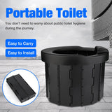 Portable Folding Camping Toilet Black Outdoor Commode Travel Portable Potty Car Toilet Folding Stool for Camping Hiking Strong