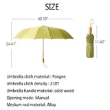 Vintage Umbrella 16 Bone Light Aluminum Alloy Rainy Solid Folding Windproof Large Umbrella Men Rain Women Gift Parasol