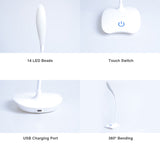 Tafellamp Oplaadbare Bureaulamp Studie Lamp Touch Schakelaar Moderne Tafellamp Flexibele Voor Student Lezen Studie Bureaulamp