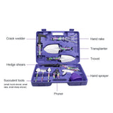 10 Piece Garden Tools Set Flower Print Aluminium Gardening Tools with Trowel Transplanter Rake Weeder Pruner Shears Sprayer