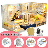 CUTEBEE DIY Dollhouse kit Wooden Doll House Miniature House Furniture Kit Toys for children Christmas Gift TD32
