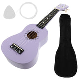 21 Inch Purple Soprano Ukulele Basswood 4 Strings Hawaiian Guitar Musical Instruments Ukulele Guitar Set with Bag Pick Strings
