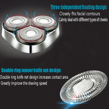 Rechargeable Electric Shaver 3D Triple Floating Blade Heads Shaving Washable Cordless Beard Trimmer for Men