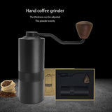 Upgrade ChestnutAluminum Portable Coffee grinder Stainless steel Burr grinder Conical Coffe bean miller