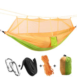 Portable Mosquito Net Hammock Tent Adjustable Straps and Carabiner Double Wild Outdoor Sleeping and Resting Hammock 260*130cm