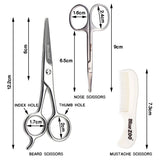 Bluezoo 3Pcs/Set Beard Care Set Professional Hair Beard Scissors Nose Hair Scissor and Comb for Men Beard Trimming