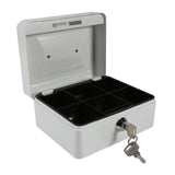 White Mini Portable Steel Petty Lockable Cash Money Coin Safe Security Box Household