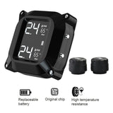 Motorcycle Wireless Tire Pressure Monitoring System TPMS LCD Digital Auto Security Alarm Tire Pressure with 2External Sensors