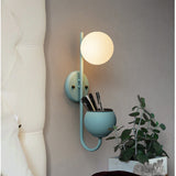 Modern LED Wall Lamp Nordic Creative Sconce Living Study Balcony Bedroom Warm Bedside Macarons Glass Ball Plant E27 Decor Light