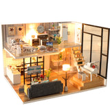 CUTEBEE DIY Doll House Wooden Doll Houses Miniature Dollhouse Furniture Kit with LED Toys for Children Christmas Gift  L023