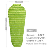 Ultra-Light Adult Outdoor Camping Down Sleeping Bag Nylon Mummy Three Season Goose Down Sleeping Bag