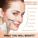 Stainless Steel Facial Roller Face Massager Gua Sha Set Anti Wrinkles Cellulite Massager Face Lifting Beauty Skin Body Care Tool
