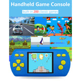 Handheld Games Console for Kids Adults Retro Game Player 200 Games 16 Bit 2.2 Inch Color Screen Blue Game Machine