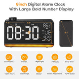 Alarm Clock For Bedroom 9Inch Large Display Digital Clock Radios Alarm Clock With USB Charger Radio