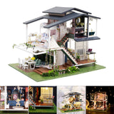 DIY Miniature Doll House Furniture Kits Wood Romantic Modern Villa Cottage Puzzle Playset Self Assembled for Girls