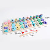 5-in-1 Wooden Number Puzzle Magnetic Logarithmic Board Shape Counting Game Montessori Toy for Kids Toddlers Preschool Education