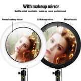 LED Selfie Makeup mirror Ring Light profissional USB Ring Lamp Photography Photo with Phone Holder 1.5M tripod stand for Makeup